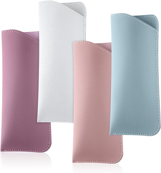 Soft Leather Glasses Cases, 4 Pcs Slim Reading Eyeglasses Case Portable PU Sunglasses Pouch Safety for Women V1259-DP01-A-4918