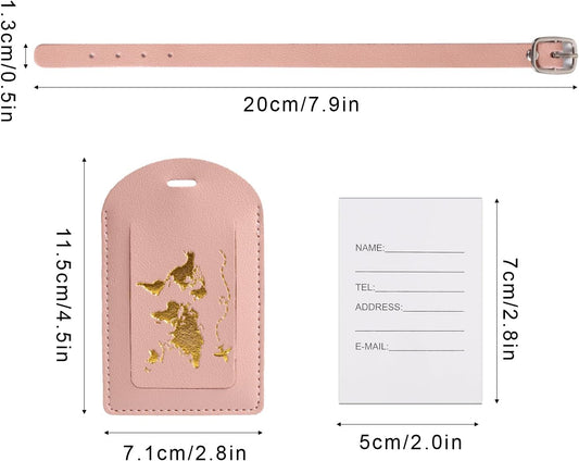 2pcs Leather Luggage Tag, Baggage Address Tags with Adjustable Strap Labels Privacy Protection Suitcase V1259-DP01-A-4921