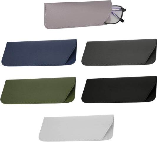 Soft Glasses Cases 7x3 Inch, 6pcs Leather Eyeglasses Case Portable Pouch Sunglasses for Women Men Adults Kids V1259-DP01-A-4941