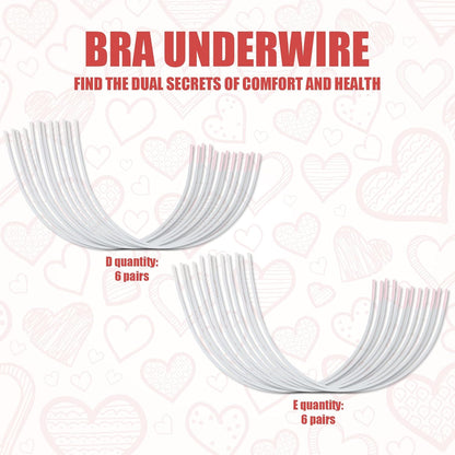 12 Pairs Bra Underwires, Metal Underwire Replacement Sturdy Supporters for Bras D Cup E Accessories White - V1259-DP01-A-4950