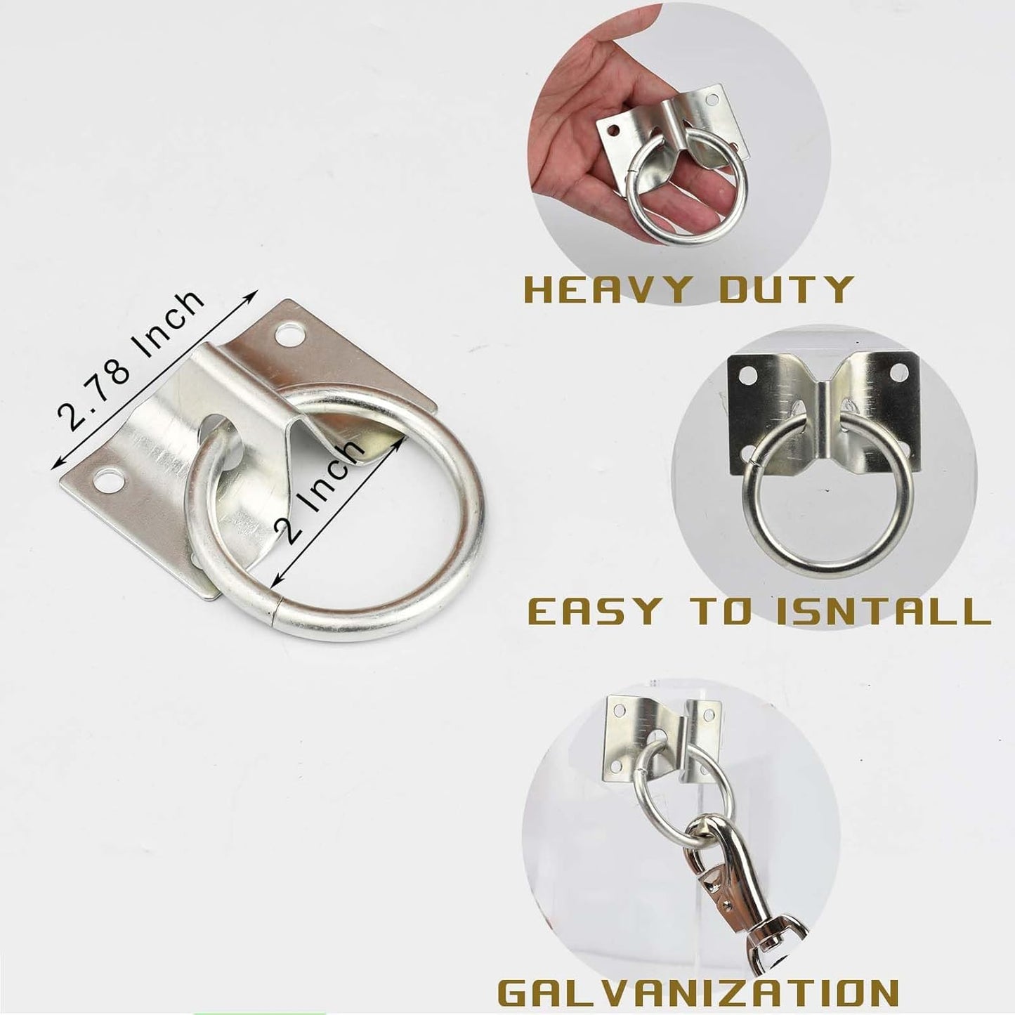 4PCS Cross Tie Ring for Horse,Block Hitching with Screws Horse Stall Stable - V1259-DP01-A-5065