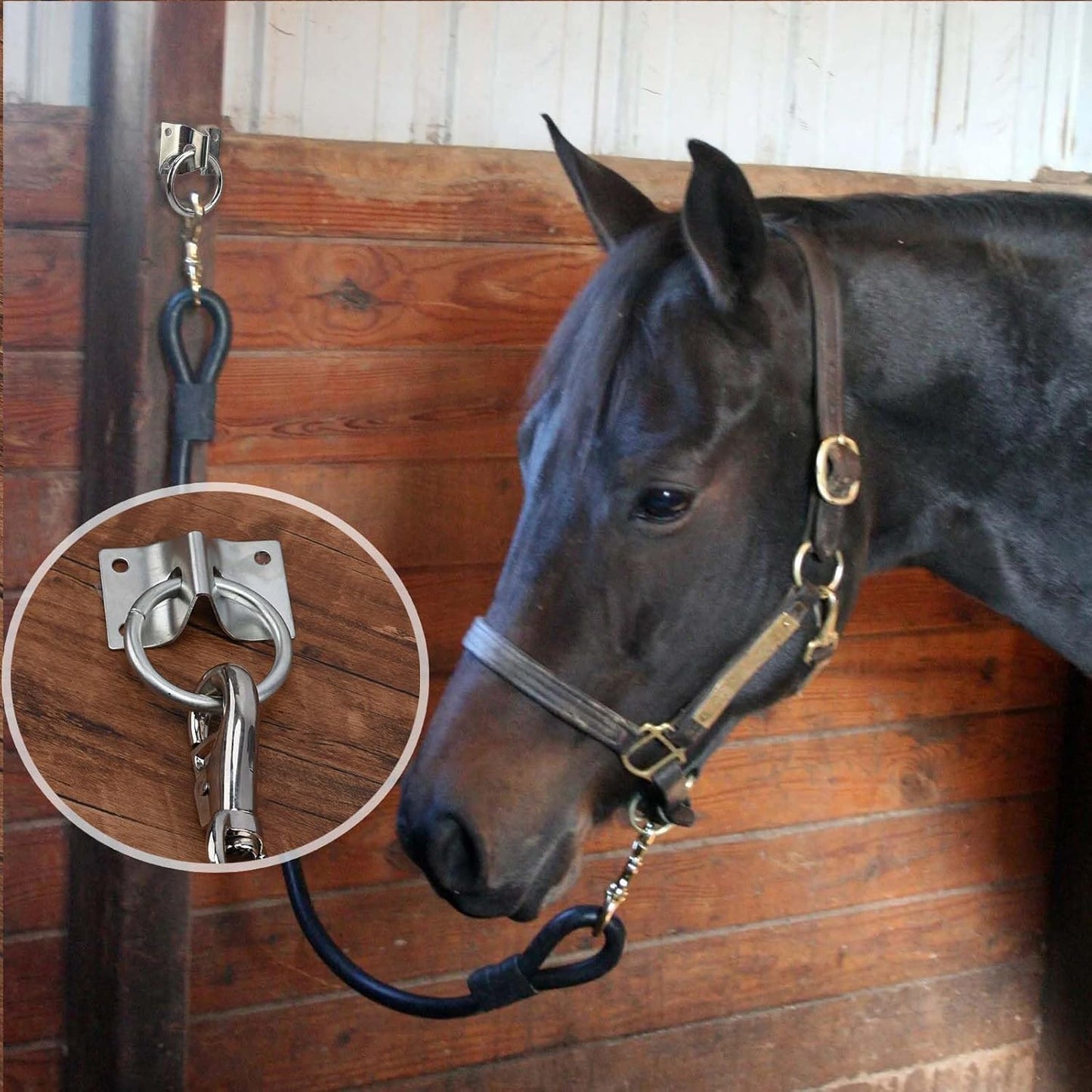 4PCS Cross Tie Ring for Horse,Block Hitching with Screws Horse Stall Stable - V1259-DP01-A-5065
