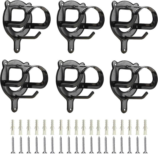 6 Counts Horse Bridle Rack Bracket Hooks Metal Halter Hanger with Tubes and Screws for Barn Supplies, Black - V1259-DP01-A-5069