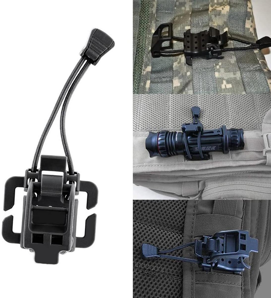 4 Pieces Tactical Gear Molle Clips Attachments Multifunction Hanging Buckle for Backpack Vest Black - V1259-DP01-A-5089