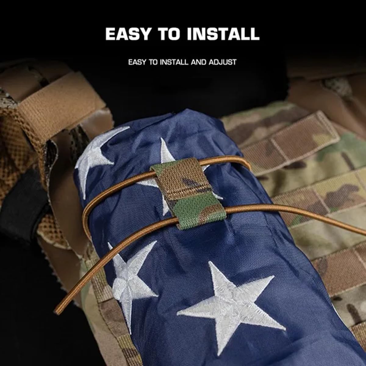 Tactical Flag Bungee Elastic Fastener Strap Shock Cord Retention Molle Webbing Loop Lock Secure Plate Carrier V1259-DP01-A-5090