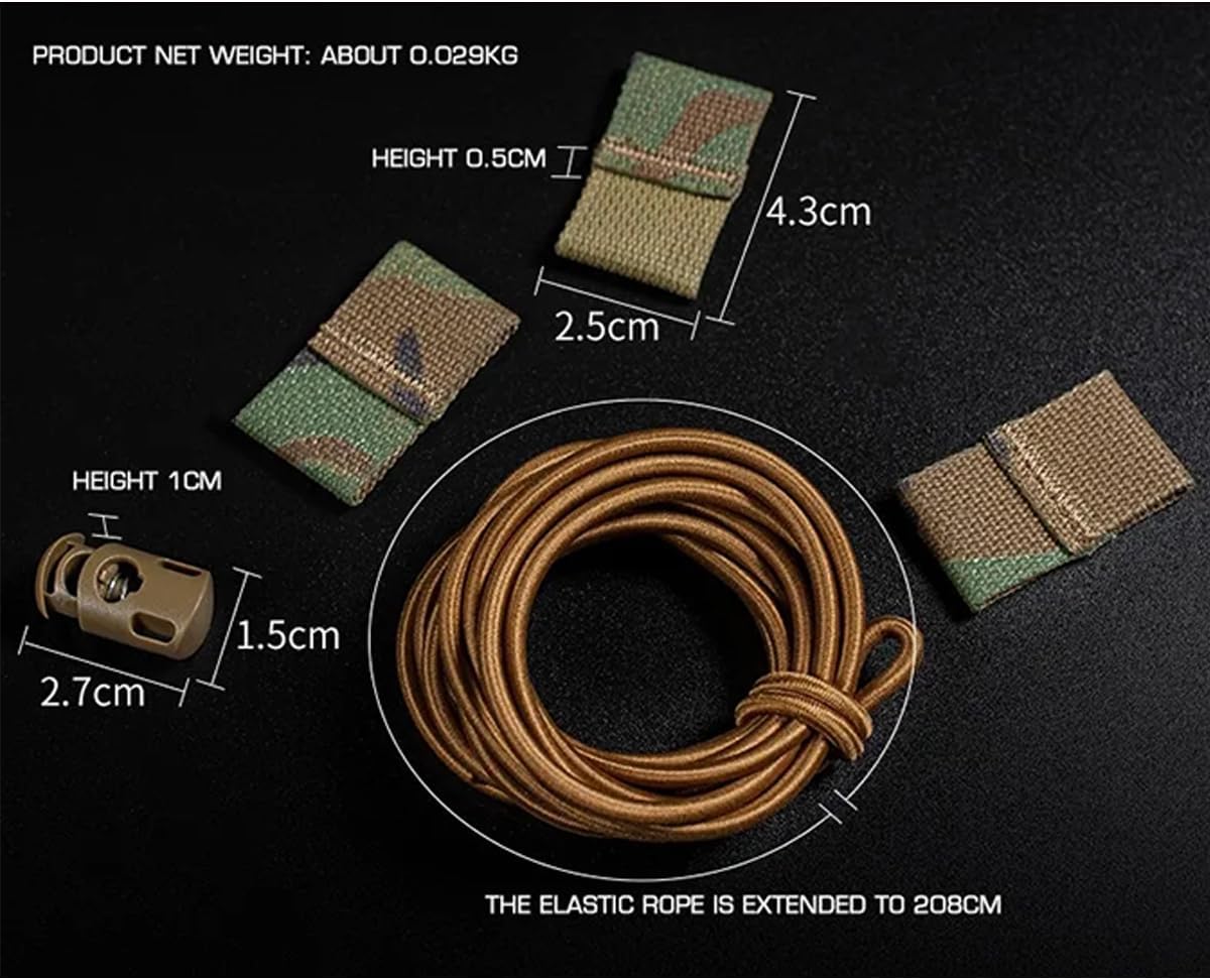 Tactical Flag Bungee Elastic Fastener Strap Shock Cord Retention Molle Webbing Loop Lock Secure Plate Carrier V1259-DP01-A-5090