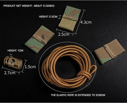 Tactical Flag Bungee Elastic Fastener Strap Shock Cord Retention Molle Webbing Loop Lock Secure Plate Carrier V1259-DP01-A-5090