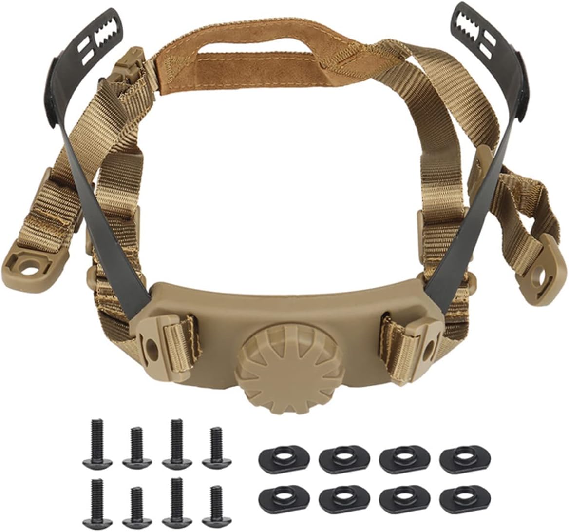 Tactical Helmet Strap Adjustable Chin Inner Suspension System with Bolts and Screws for Fast MICH IBH Airsoft V1259-DP01-A-5091