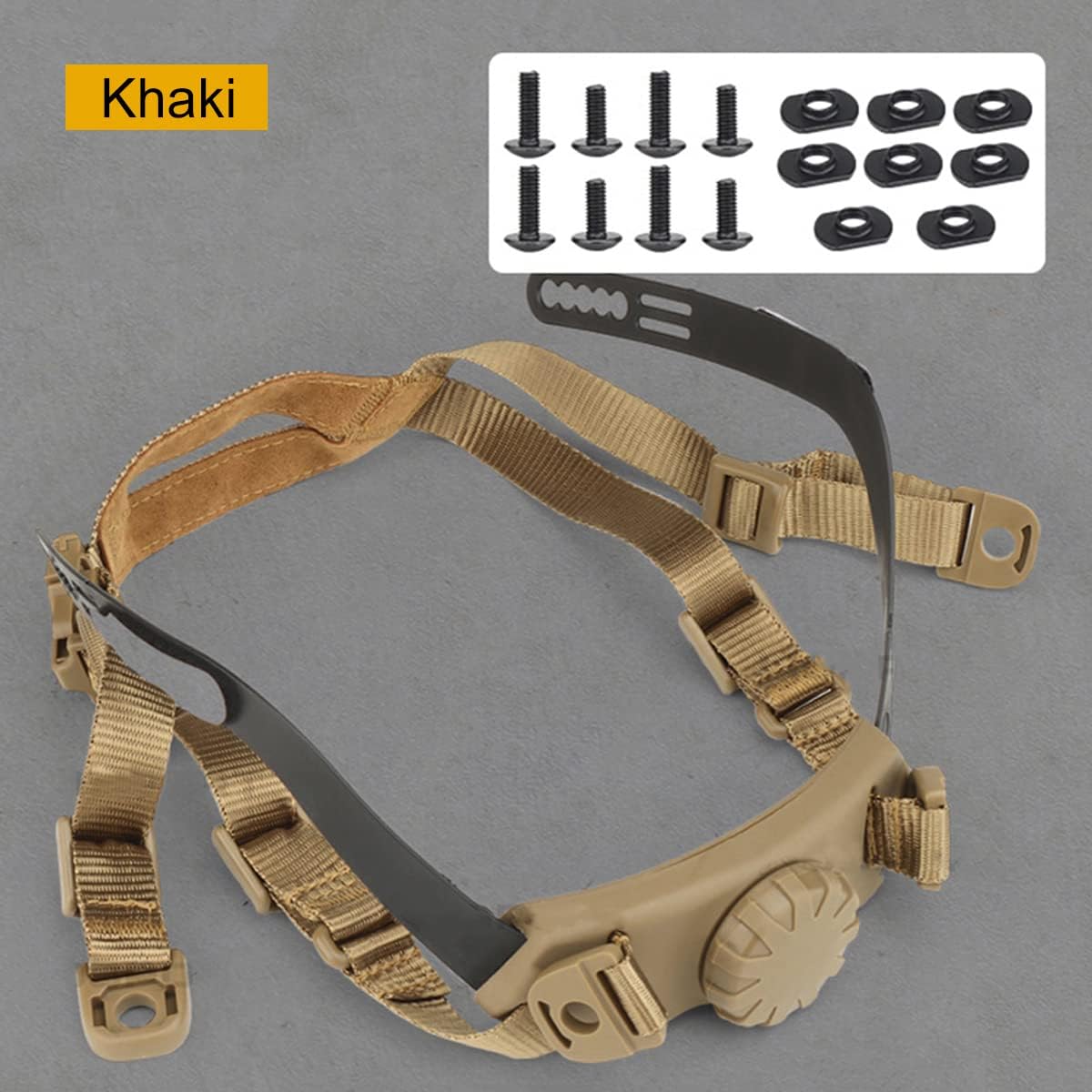 Tactical Helmet Strap Adjustable Chin Inner Suspension System with Bolts and Screws for Fast MICH IBH Airsoft V1259-DP01-A-5091