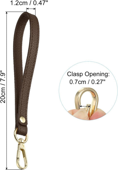 PU Leather Keychain with Metal Key Ring Lock, for Wallet Purse Gold, Brown - V1259-DP01-A-5106