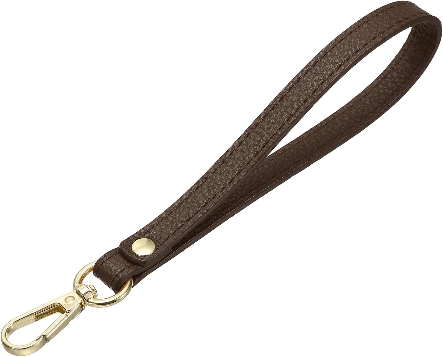 PU Leather Keychain with Metal Key Ring Lock, for Wallet Purse Gold, Brown - V1259-DP01-A-5106