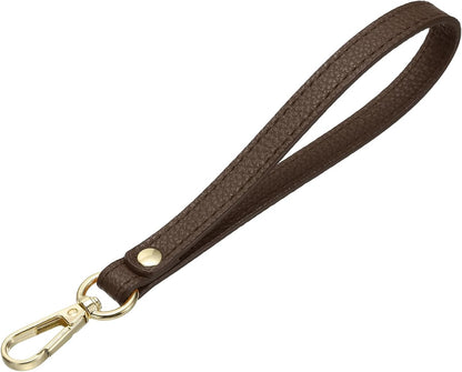 PU Leather Keychain with Metal Key Ring Lock, for Wallet Purse Gold, Brown - V1259-DP01-A-5106
