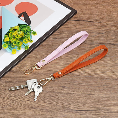 PU Leather Keychain with Metal Key Ring Lock, for Wallet Purse Gold, Brown - V1259-DP01-A-5106