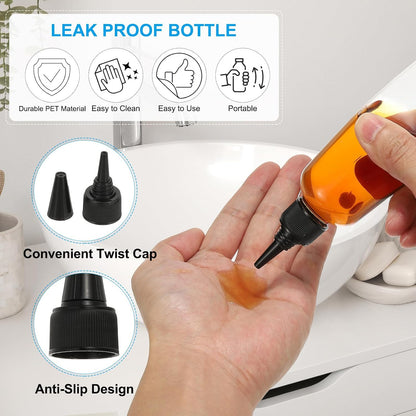 Plastic Applicator Bottle, 6 Pcs 3.4oz(100ml) Leak Proof Refillable Empty Dispenser Container Squeeze Bottle V1259-DP01-A-5108