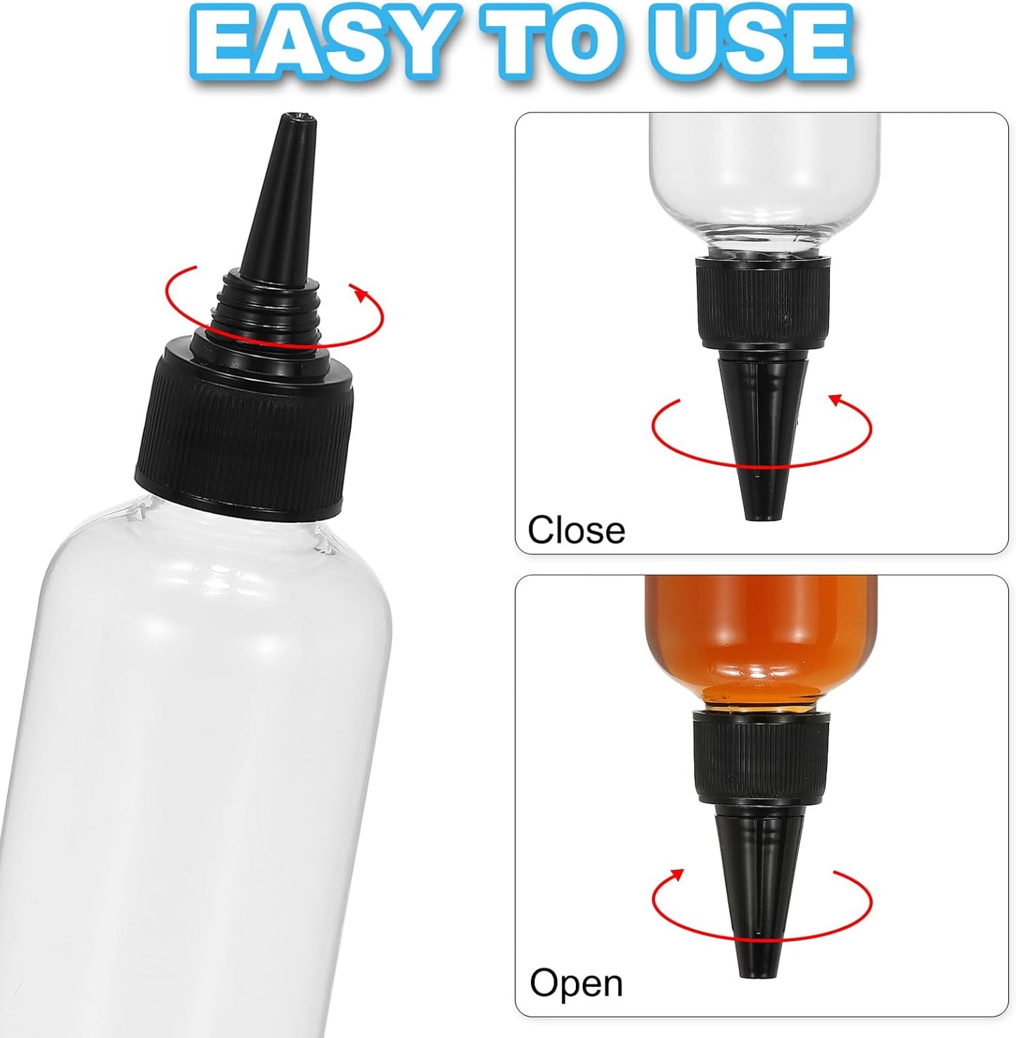 Plastic Applicator Bottle, 6 Pcs 3.4oz(100ml) Leak Proof Refillable Empty Dispenser Container Squeeze Bottle V1259-DP01-A-5108