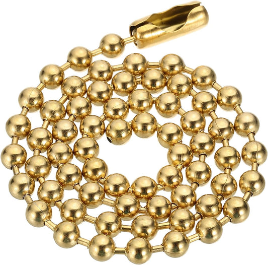 Silver-tone Beaded Chain Necklace, Titanium Steel Bead Ball Necklace Y2K Punk for Women Men Gift Gold 0.24 in V1259-DP01-A-5114