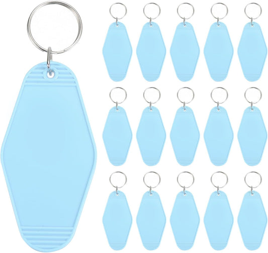 Vintage Motel Keychain, Blank Hotel Keychains Rhombus Retro Key Tag for Backpack Luggage Labels Tags Sky Blue V1259-DP01-A-5119