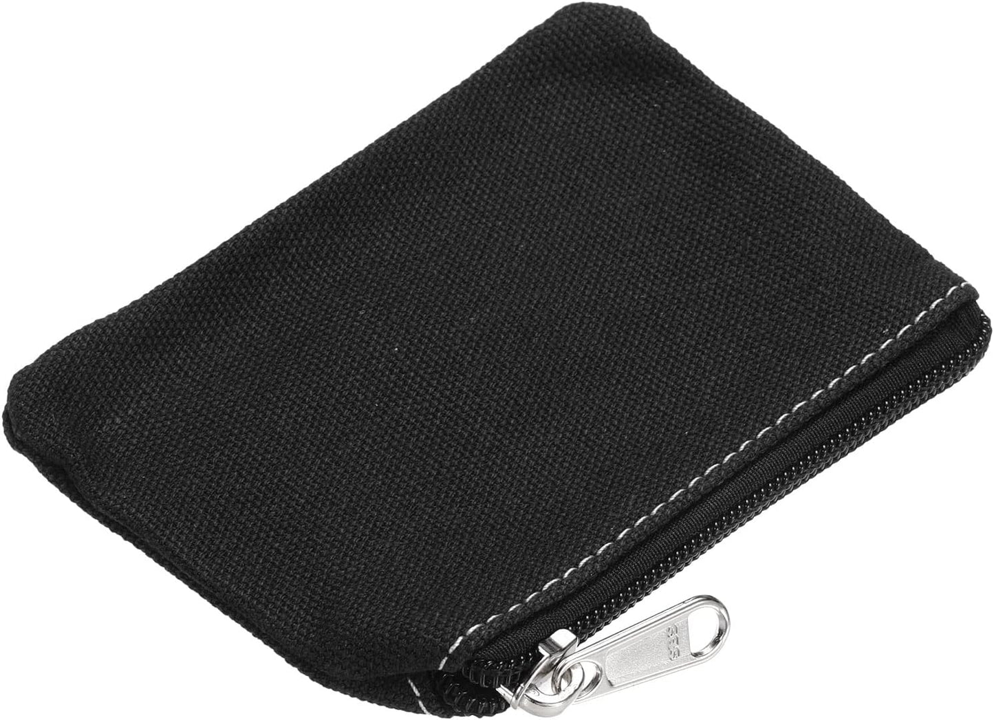 3" x 5" Coin Purse Pouch, Change Purses Small Organizer Bags with Zipper Canvas for Home, Black - V1259-DP01-A-5125