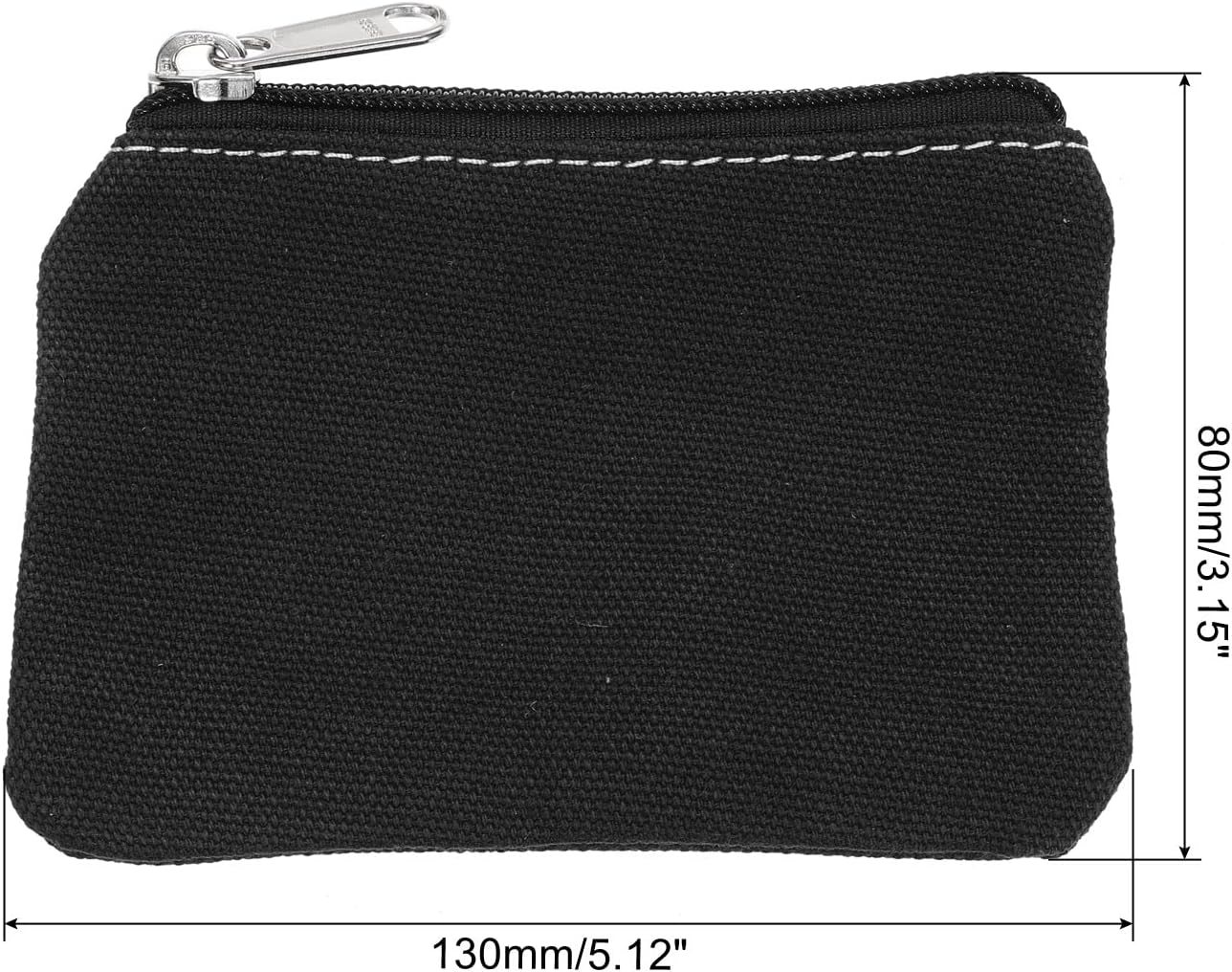 3" x 5" Coin Purse Pouch, Change Purses Small Organizer Bags with Zipper Canvas for Home, Black - V1259-DP01-A-5125