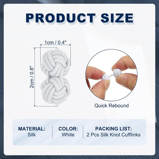 Silk Knot Cufflinks, Elastic Fabric Shirt Twist Dress Accessories Cuff Link for Men, Women, Business, Gift, V1259-DP01-A-5139