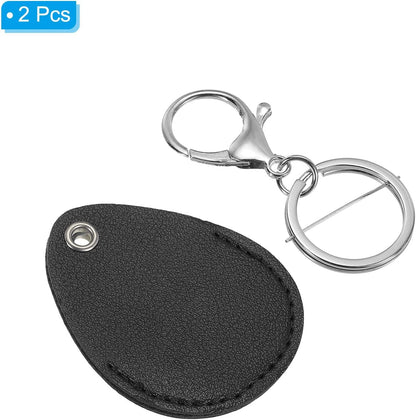 Leather Key Fob - PU Keychain Holder for Keys, ID Cards Black V1259-DP01-A-5141