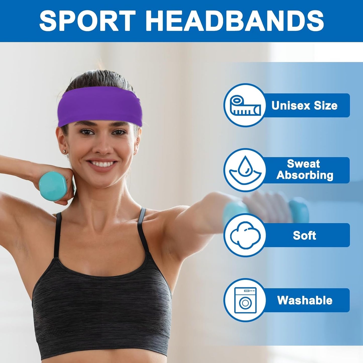 Sport Headbands for Men, Running Sweat Bands Absorbing Head Band Brown - V1259-DP01-A-5147