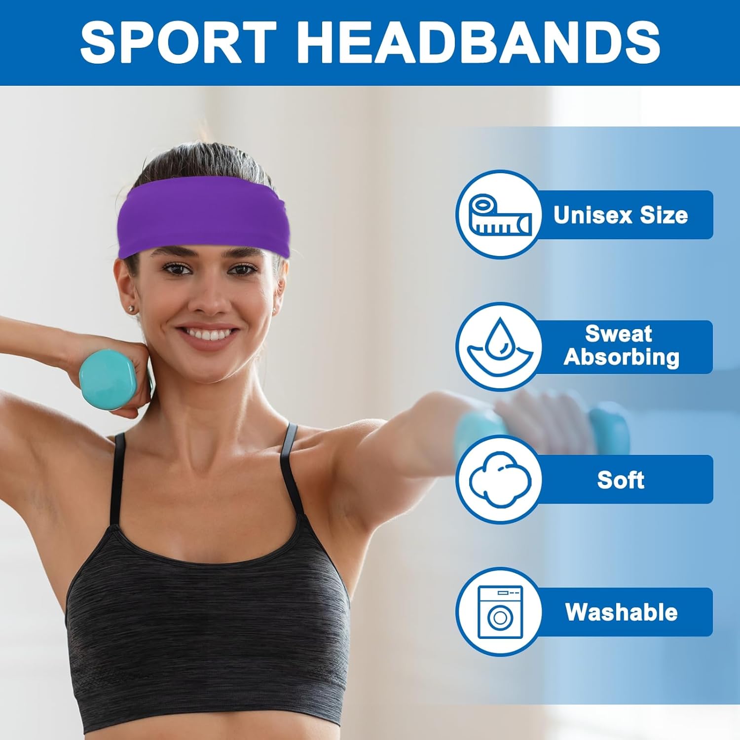 Sport Headbands for Men, Running Sweat Bands Absorbing Head Band Brown - V1259-DP01-A-5147