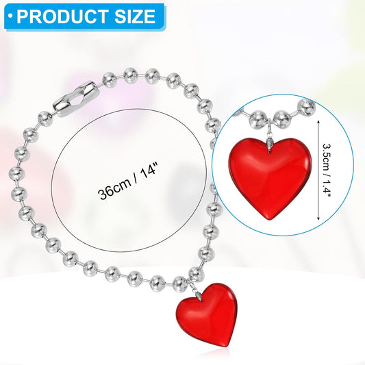 Glass Heart Shape Pendant Necklace, Alloy Chain Love Charms Necklace Red - V1259-DP01-A-5149