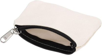 3" x 5" Coin Purse Pouch, 3 Pack Change Purses Small Organizer Bags with Zipper Canvas for Home, White - V1259-DP01-A-5151