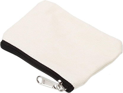 3" x 5" Coin Purse Pouch, 3 Pack Change Purses Small Organizer Bags with Zipper Canvas for Home, White - V1259-DP01-A-5151
