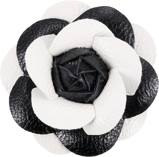 Flower Hair Clips, Camellia Hairpin Floral Brooches Pin Handmade Leather Brooch for Lady Bridal Women Hat V1259-DP01-A-5156