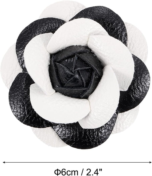 Flower Hair Clips, Camellia Hairpin Floral Brooches Pin Handmade Leather Brooch for Lady Bridal Women Hat V1259-DP01-A-5156