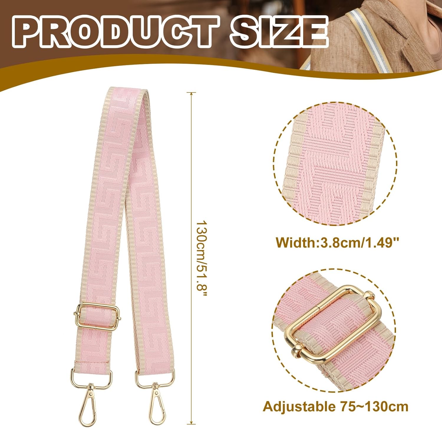 Purse Strap, Adjustable Crossbody Bag Straps Wide Shoulder Strap Universal Replacement Belt for Women's V1259-DP01-A-5159