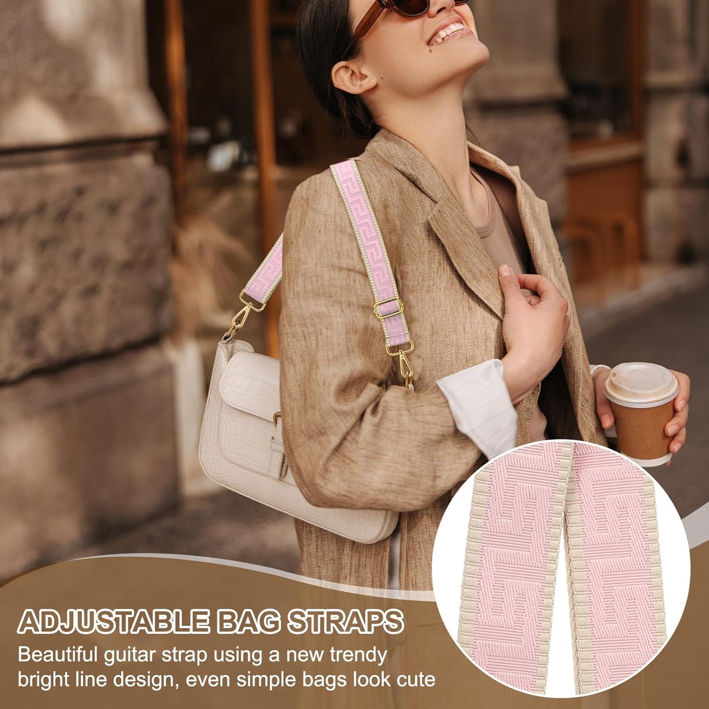 Purse Strap, Adjustable Crossbody Bag Straps Wide Shoulder Strap Universal Replacement Belt for Women's V1259-DP01-A-5159