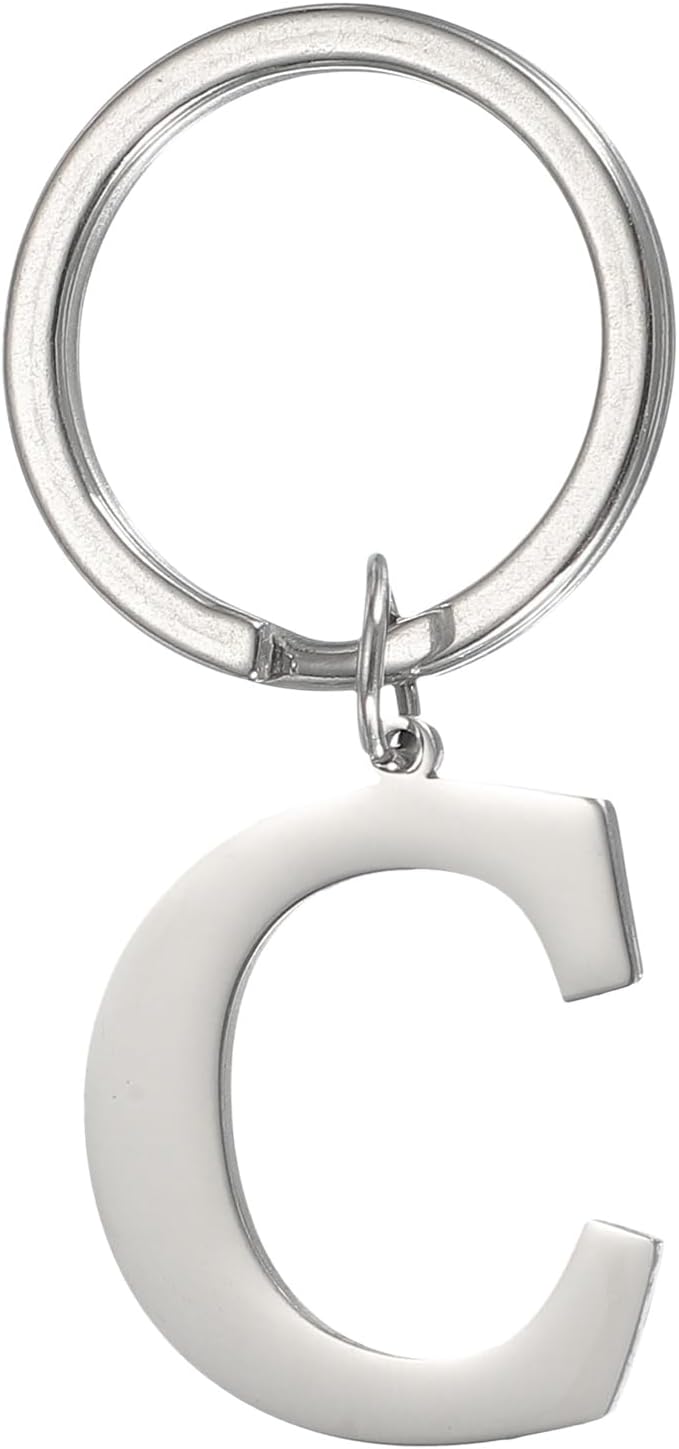 Initial Letter Keychain, DIY Pendant Keyring Bag Backpack Decor A-Z Alphabet Key Ring for Purse Handbag - V1259-DP01-A-5165