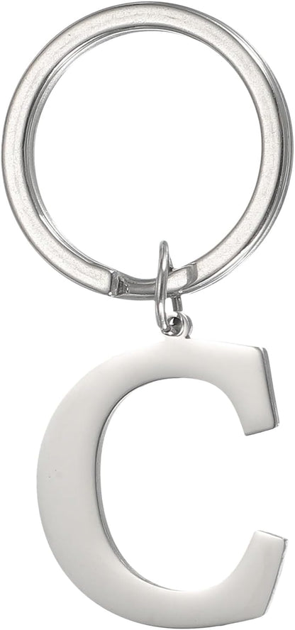Initial Letter Keychain, DIY Pendant Keyring Bag Backpack Decor A-Z Alphabet Key Ring for Purse Handbag - V1259-DP01-A-5165