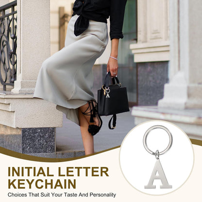 Initial Letter Keychain, DIY Pendant Keyring Bag Backpack Decor A-Z Alphabet Key Ring for Purse Handbag - V1259-DP01-A-5165
