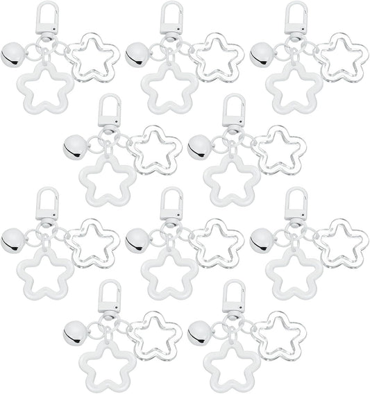 Star Keychain, Cute Keychain Charms Bulk Stars Bell Bag Key Ring for Women Leather Handbags White - V1259-DP01-A-5173