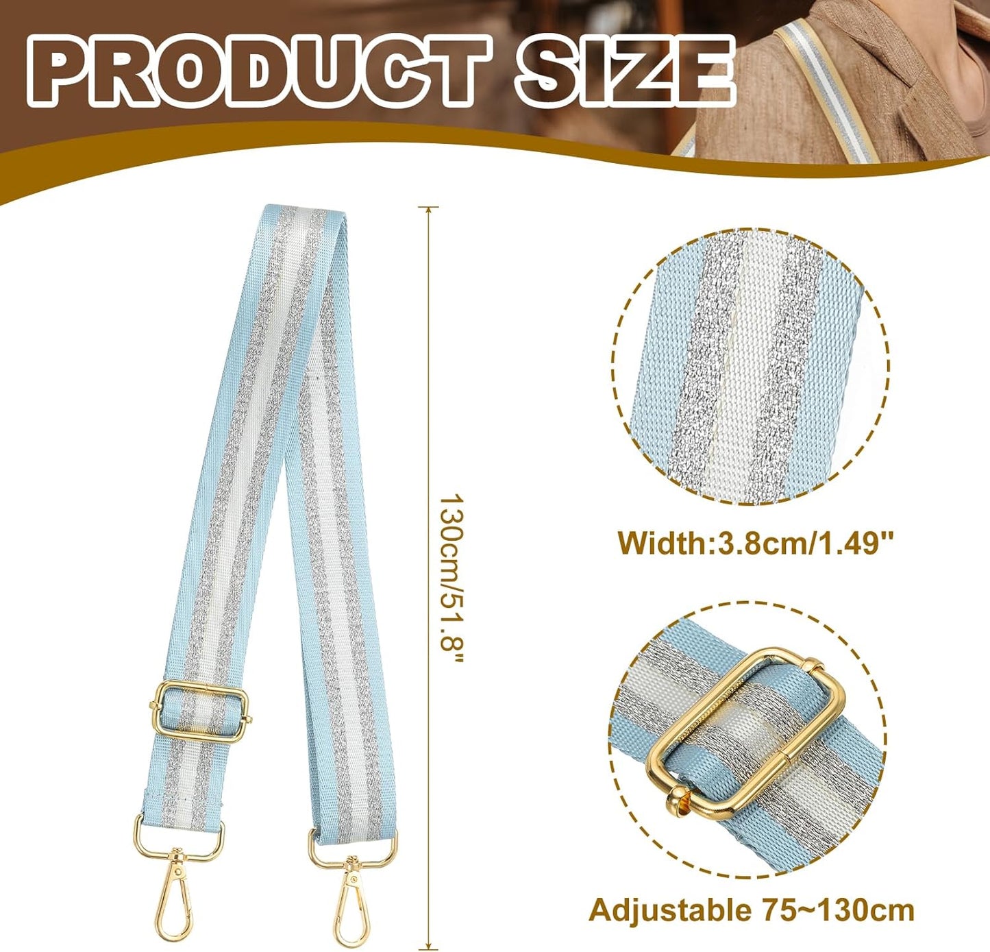 Purse Strap, Wide Shoulder Strap Adjustable Crossbody Bag Straps Universal Replacement Belt for Women's V1259-DP01-A-5175