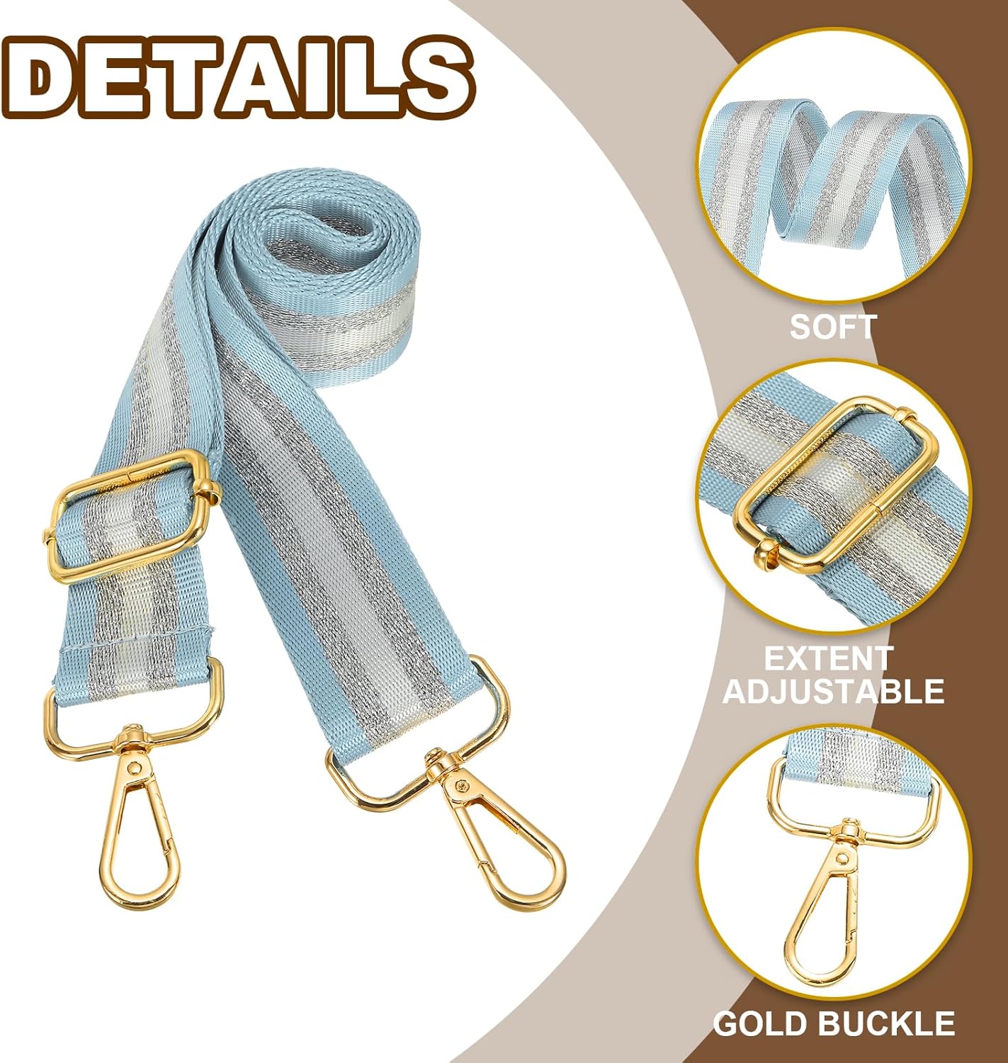 Purse Strap, Wide Shoulder Strap Adjustable Crossbody Bag Straps Universal Replacement Belt for Women's V1259-DP01-A-5175