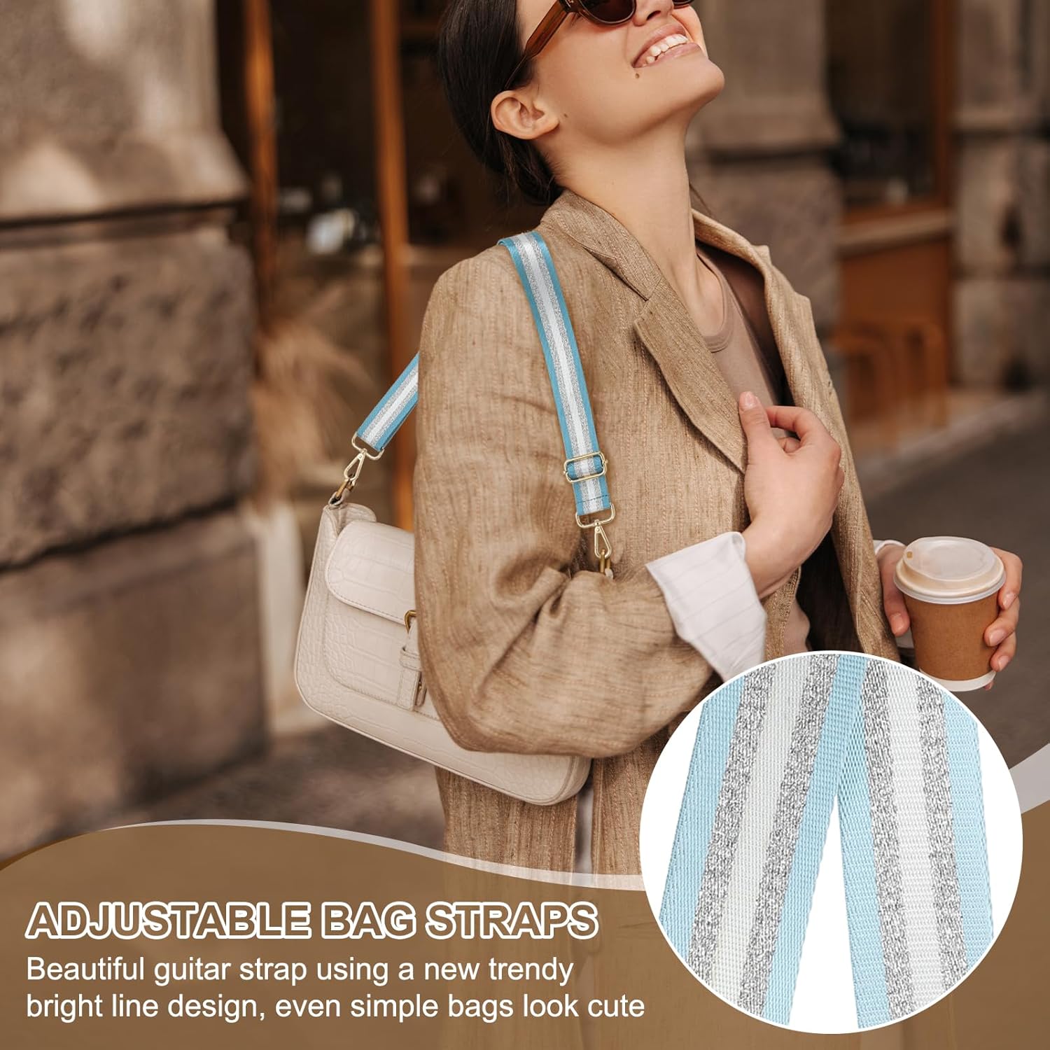 Purse Strap, Wide Shoulder Strap Adjustable Crossbody Bag Straps Universal Replacement Belt for Women's V1259-DP01-A-5175