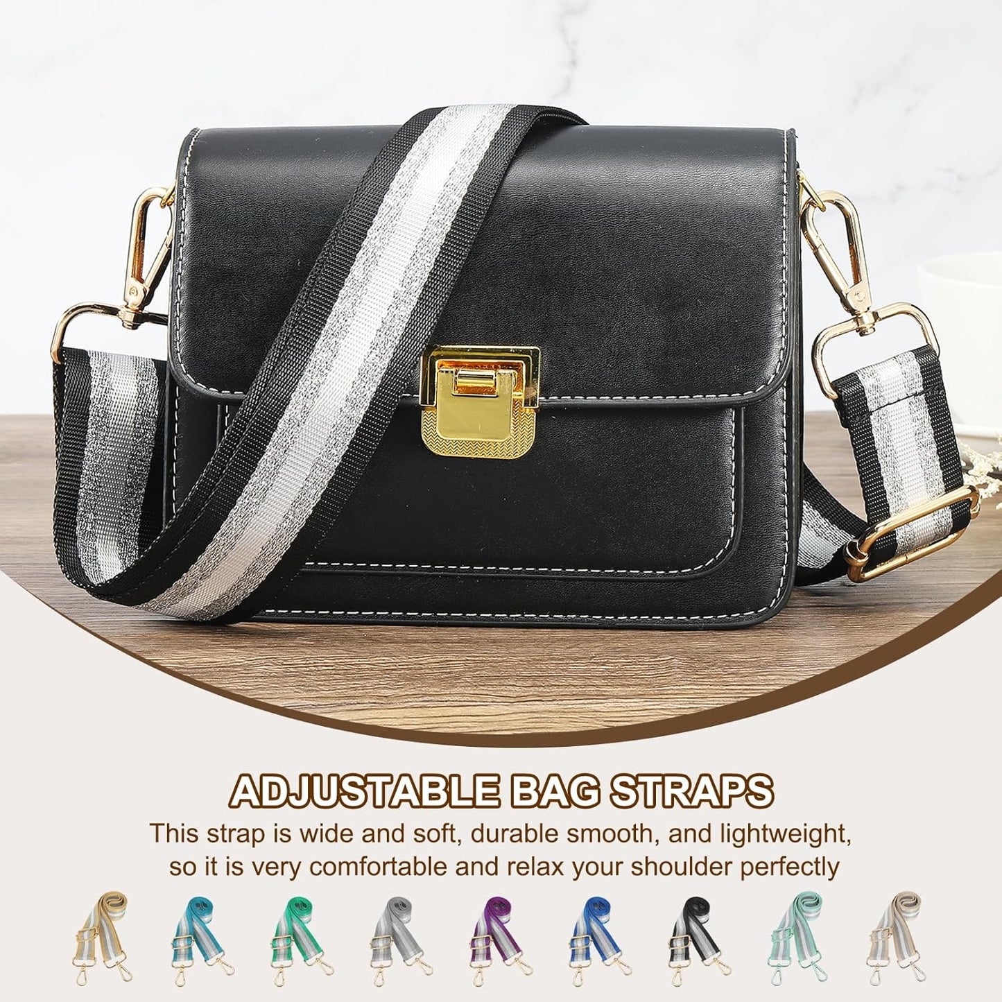 Purse Strap, Wide Shoulder Strap Adjustable Crossbody Bag Straps Universal Replacement Belt for Women's V1259-DP01-A-5175
