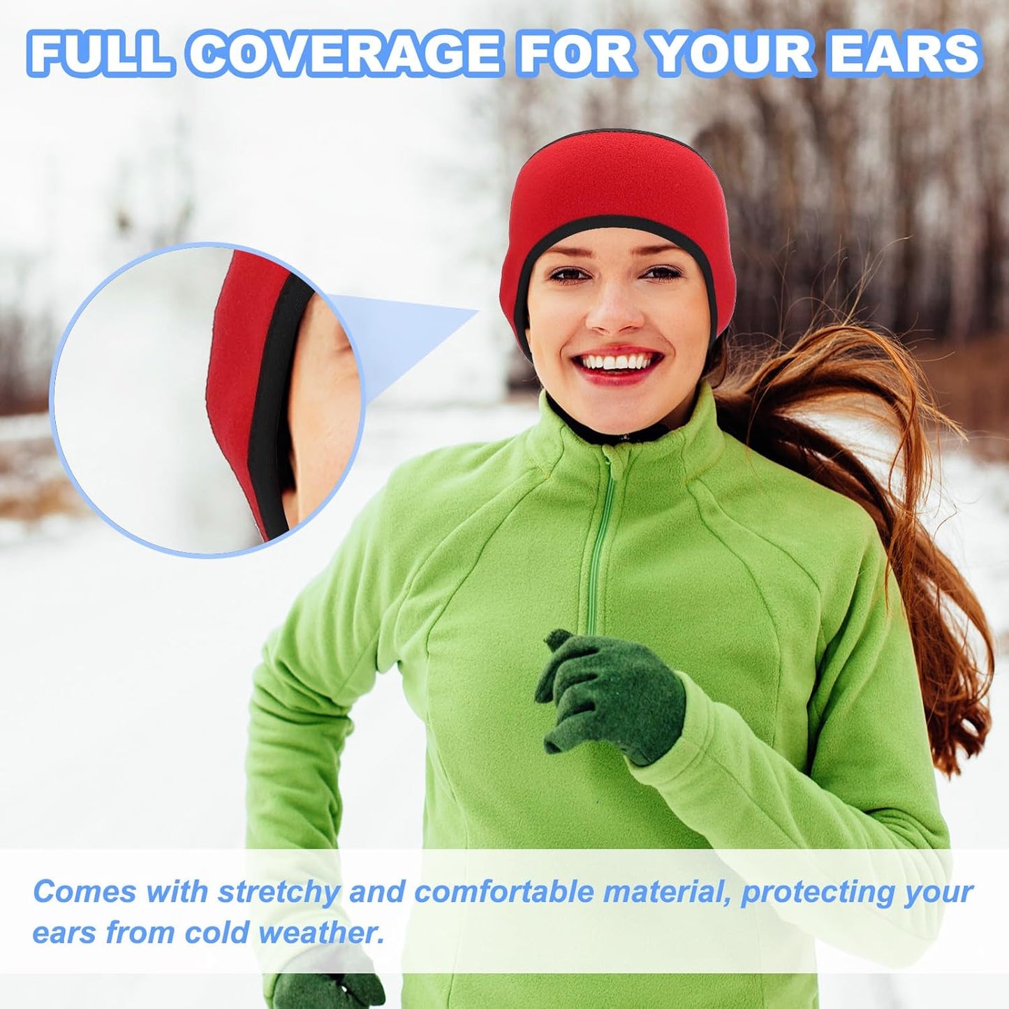 Ear Warmer Headband, Winter Stretchy Running Sweatband Outdoor Essential for Jogging Blue - V1259-DP01-A-5180