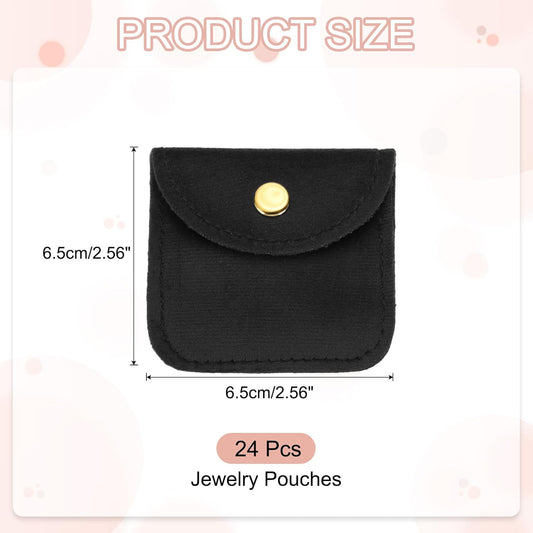 3x3 Inch Velvet Jewelry Pouches, 24 Pcs Packaging Gift Bags with Snap Button for Bracelet Necklace Rings V1259-DP01-A-5181