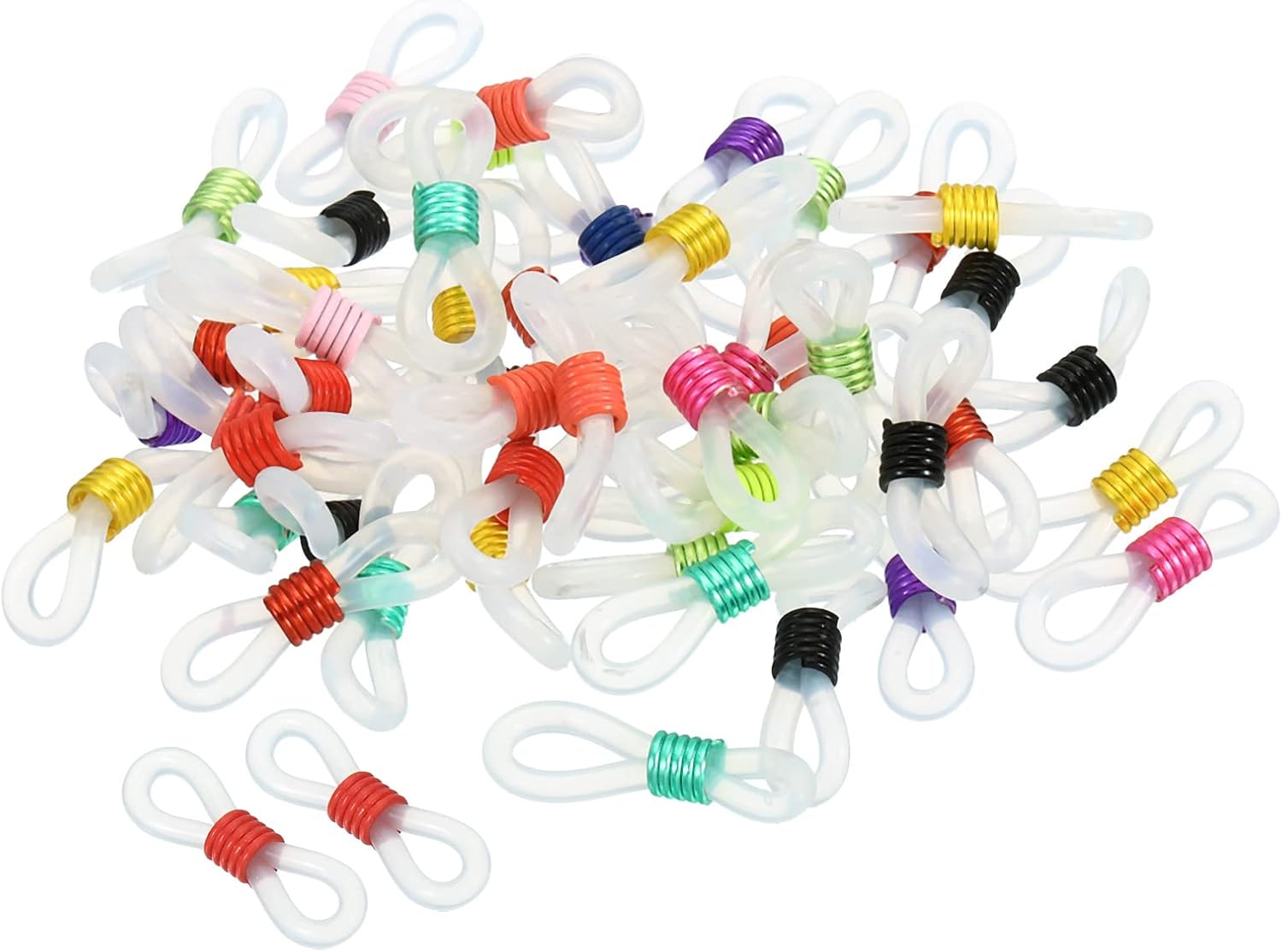 Eyeglass Chain Connector, 50 Pack Adjustable Anti Slip Silicone Rubber Strap Holder End Loop for Women Men V1259-DP01-A-5191