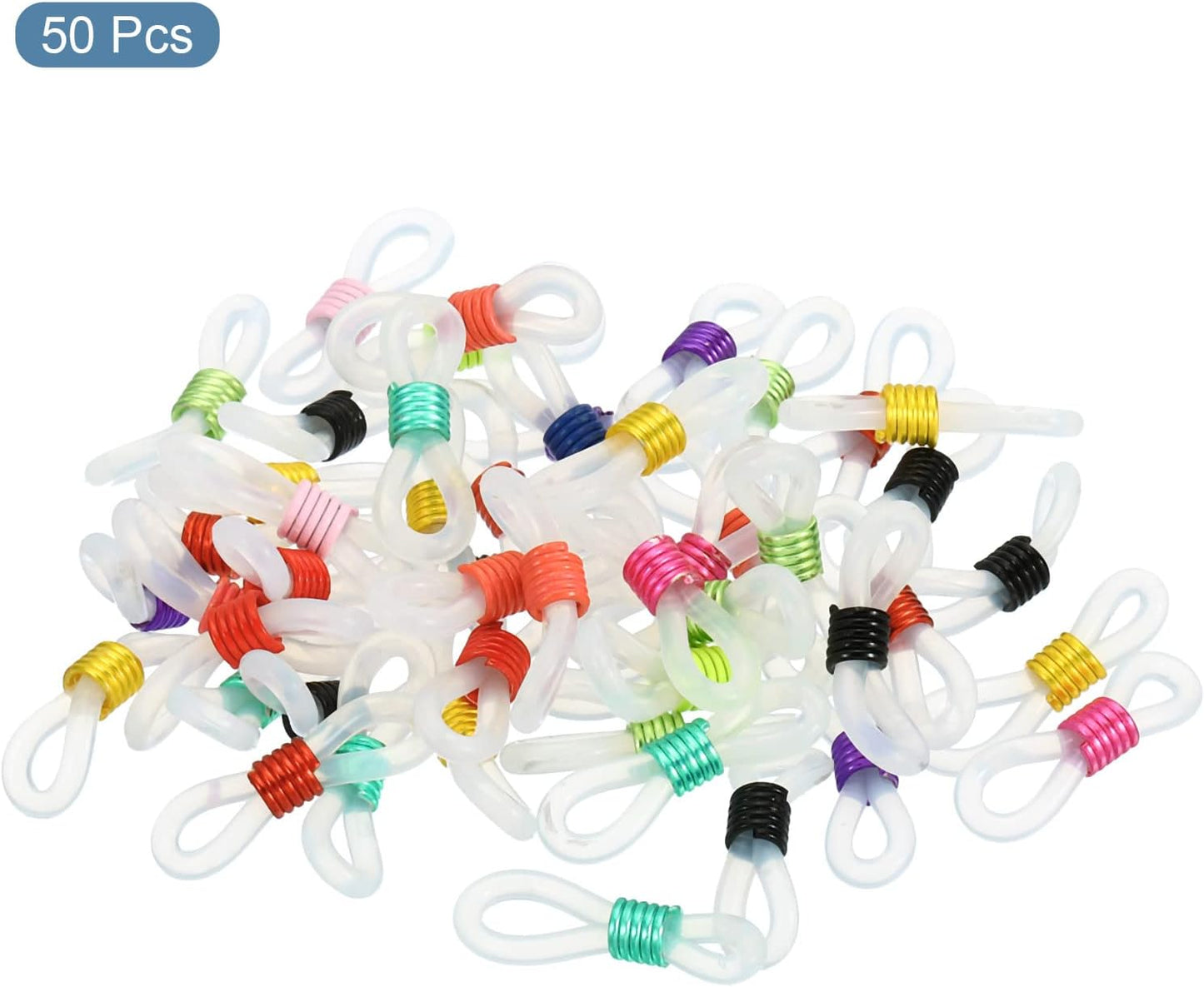 Eyeglass Chain Connector, 50 Pack Adjustable Anti Slip Silicone Rubber Strap Holder End Loop for Women Men V1259-DP01-A-5191
