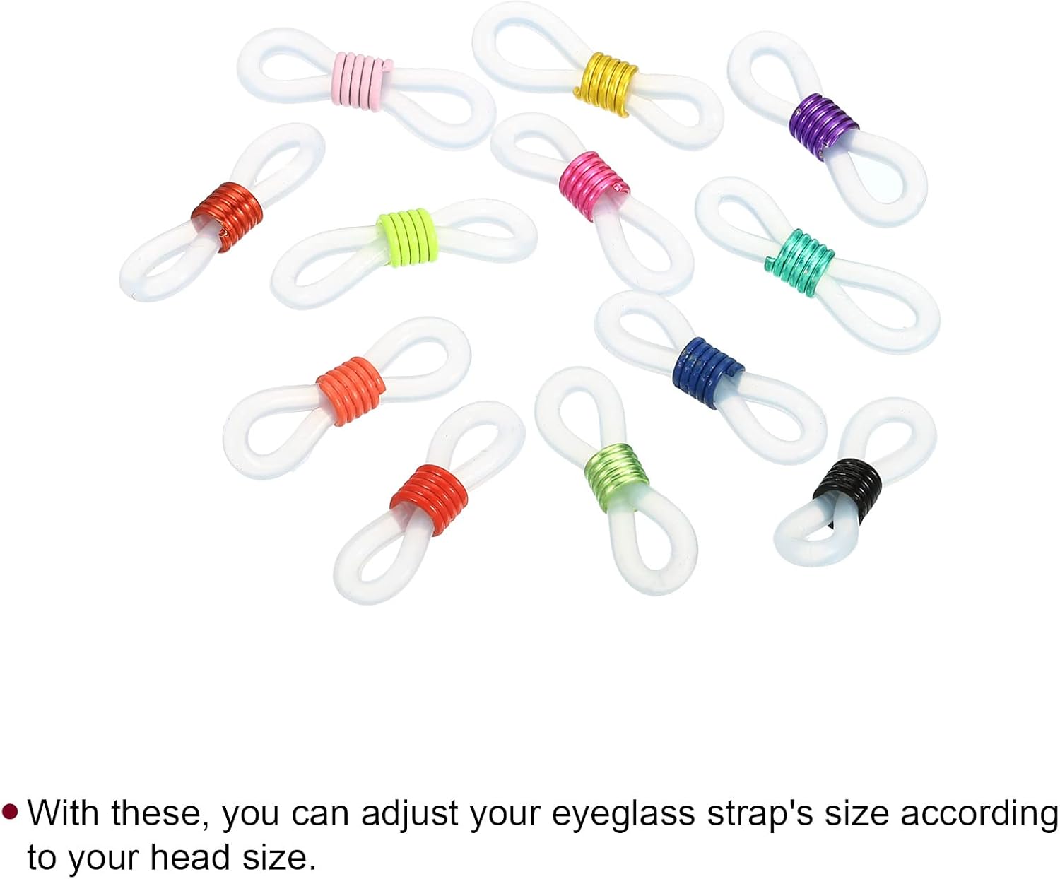 Eyeglass Chain Connector, 50 Pack Adjustable Anti Slip Silicone Rubber Strap Holder End Loop for Women Men V1259-DP01-A-5191