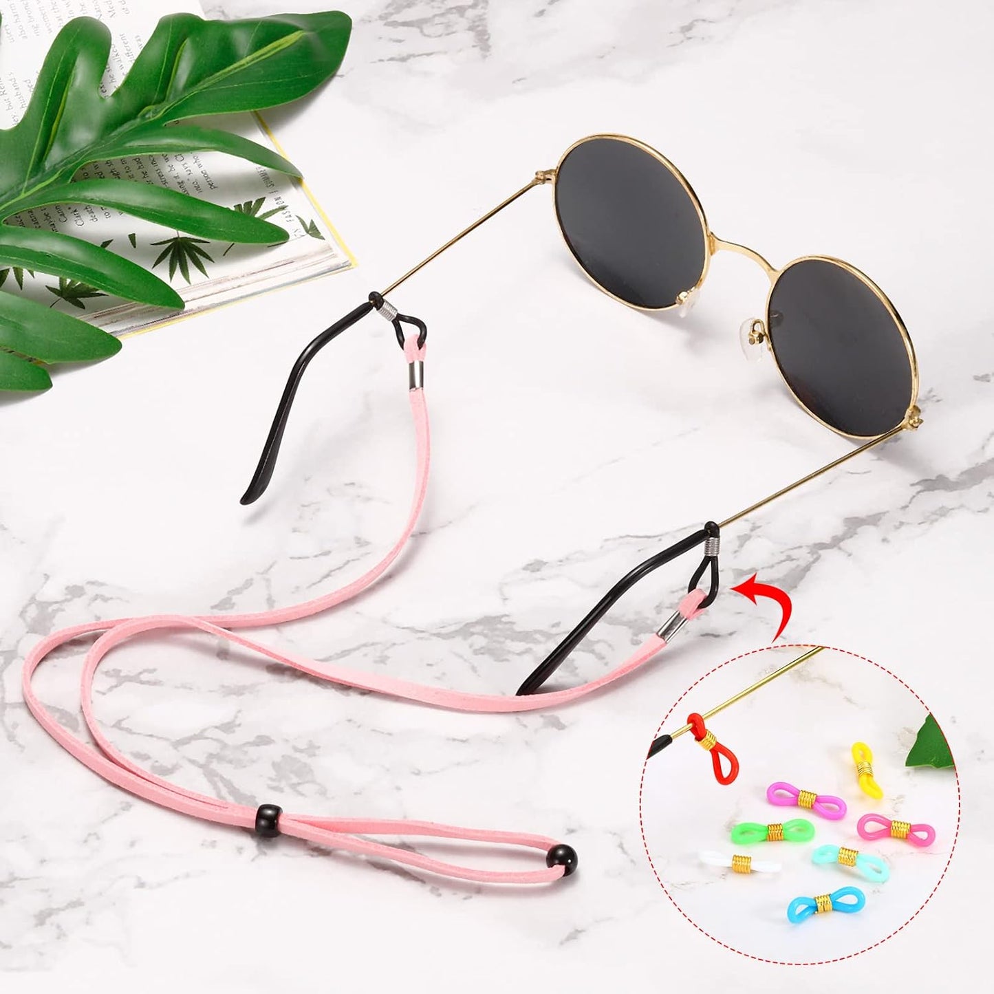 Eyeglass Chain Connector, 50 Pack Adjustable Anti Slip Silicone Rubber Strap Holder End Loop for Women Men V1259-DP01-A-5191