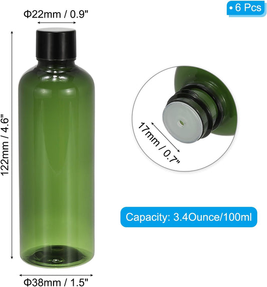Travel Bottles with Screw Cap, 6 Pcs 3.4Oz(100ml) Leak Proof Refillable Empty Dispenser Container Squeeze V1259-DP01-A-5194