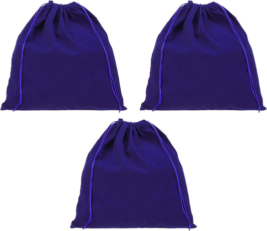 Large Velvet Bags With Drawstrings, 3 Pack 14 x Inch Hair Dryer Bag Treat Dust Hotel Storage for Travel V1259-DP01-A-5196